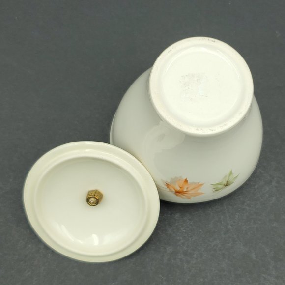 Taylor Smith & Taylor Autumn Spiral Sugar Bowl TS&T Oak Leaves Lidded Dish - Picture 4 of 5